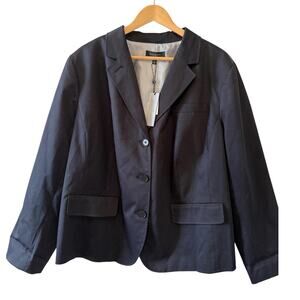 Talbots Woman Plus Size Cotton Blazer Black 22W